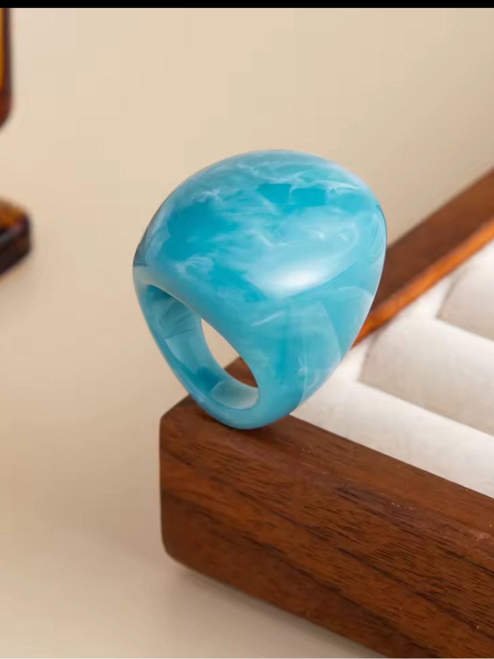 Turquoise Marbled Resin Dome Ring